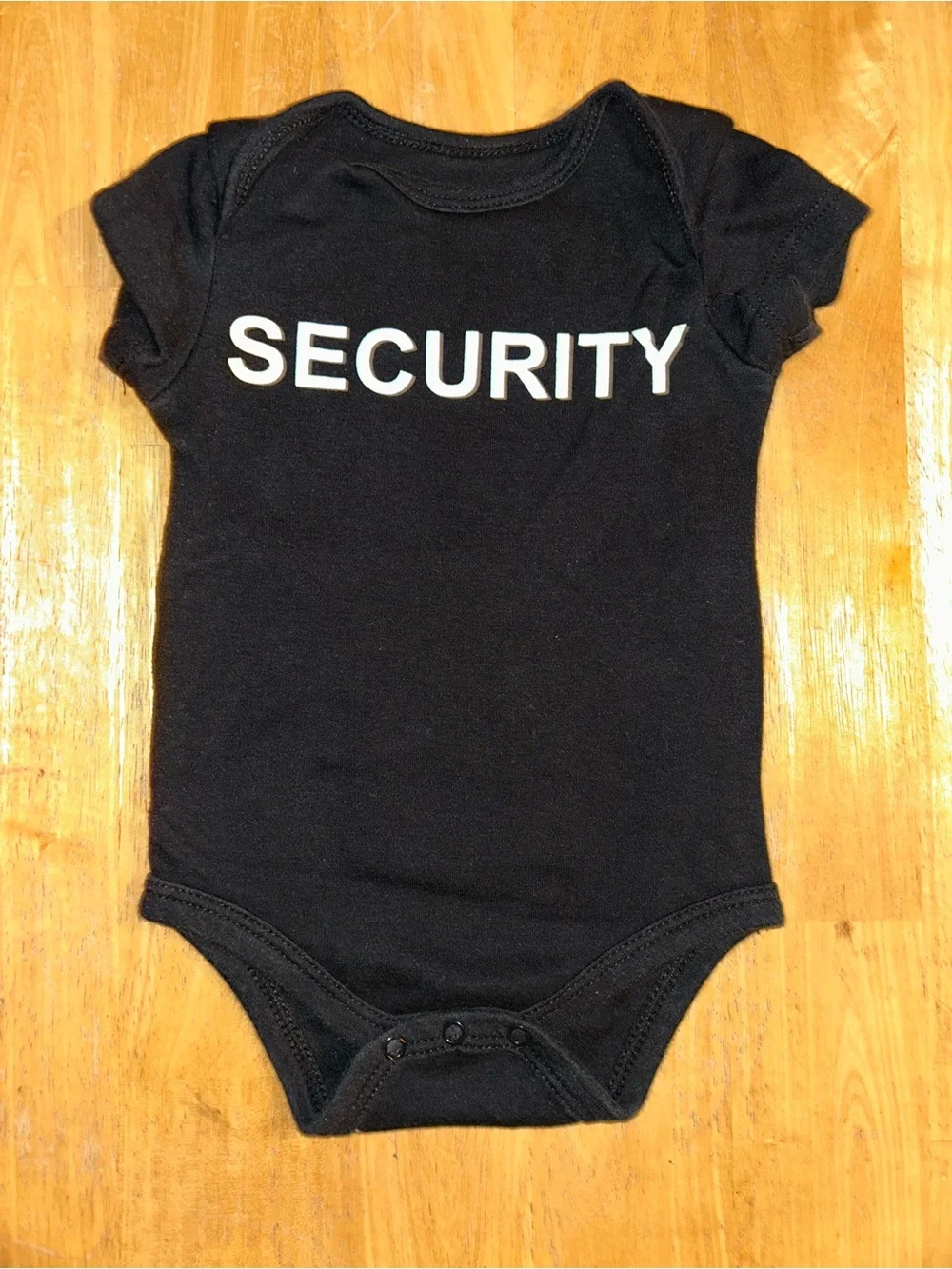 Baby 3/6 months Security Onesie bodysuit Black Short Sleeve boy girl unisex